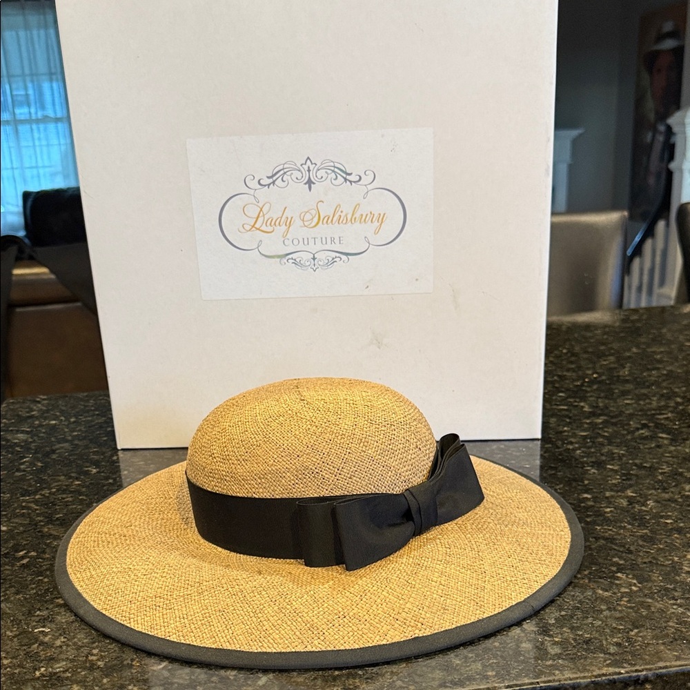Tan Sun Hat with Black Ribbon